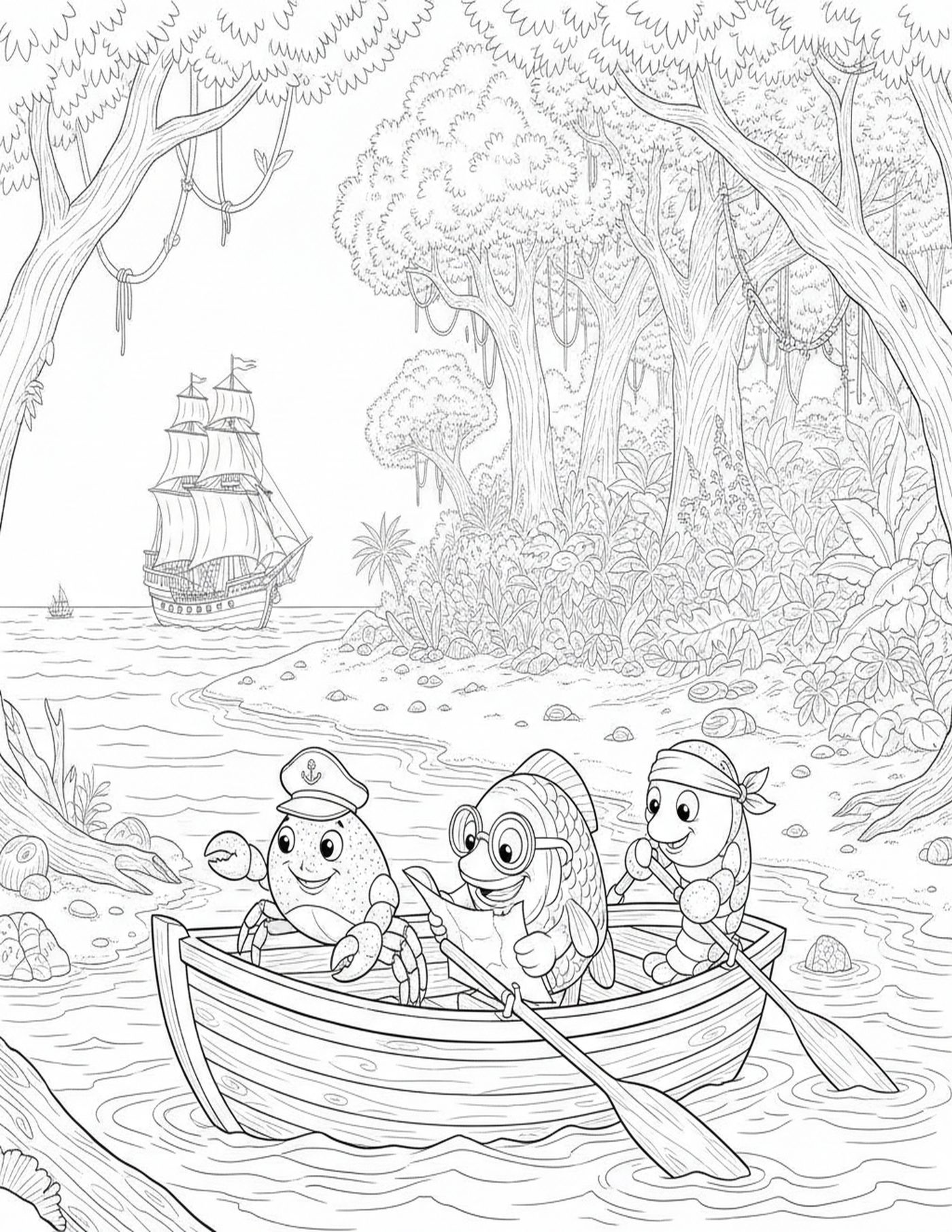Captain Crab's Coloring Treasure Island Adventure — interior sample 2